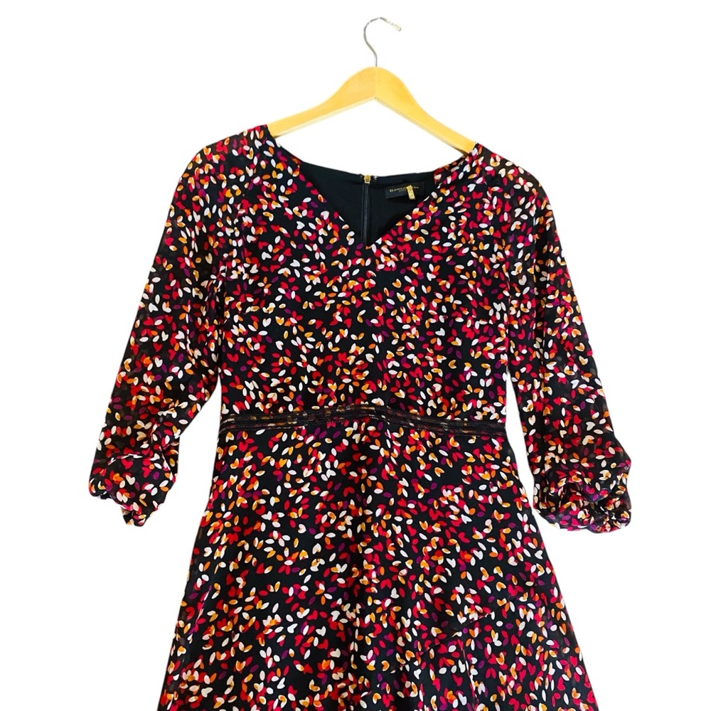 Donna Karan New York Women's Multi-Color Black Asymmetrical Hem Dress Size 2 - Picture 3 of 5
